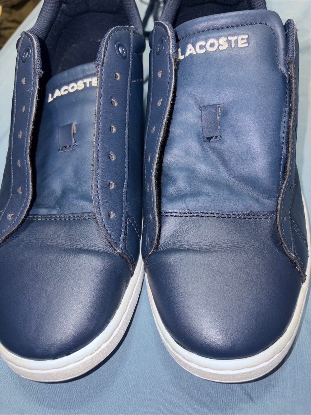 Lacoste Men's Navy Leather Sneakers with White Sole - Picture 10 of 12